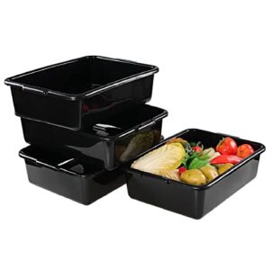 Jekiyo 4 Pack Black Small Commercial Bus Tub Box, 8 Liter Plastic Bus Tray