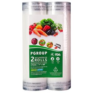 vacuum sealer bags (2 rolls-11" x 50') for food saver commercial grade, bpa free, heavy duty great for vac storage, meal prep