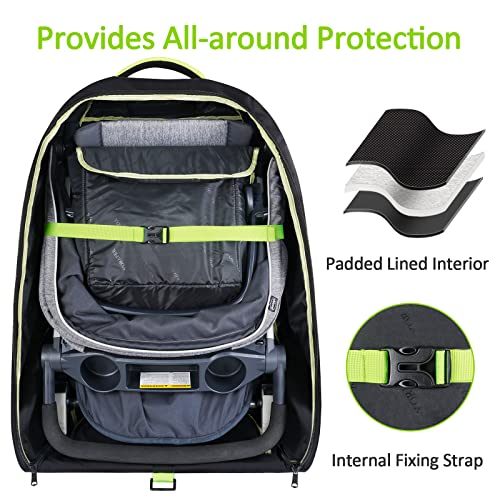 Padded Stroller Travel Bag with Wheels for Airplane Compatible with UPPAbaby MINU V2 and MINU, Nuna Mixx Next, Gate Check Stroller Bag with Inner Wheel Bag, Stroller Storage Bag for Baby Accessories