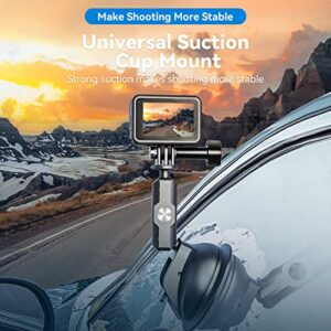 TELESIN Car Suction Cup Mount for GoPro Insta360 Phones, Windshield Window Dashboard Holder Boats Vehicle Attach for Go Pro Max Mini Hero 11 10 9 8 7 6 5 Insta 360 X2 X3 DJI Action 2 3 Accessories