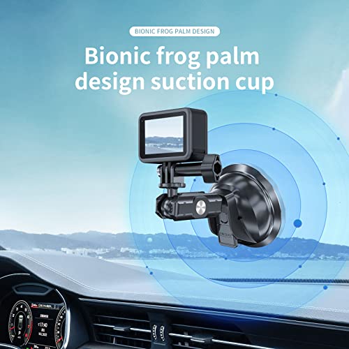 TELESIN Car Suction Cup Mount for GoPro Insta360 Phones, Windshield Window Dashboard Holder Boats Vehicle Attach for Go Pro Max Mini Hero 11 10 9 8 7 6 5 Insta 360 X2 X3 DJI Action 2 3 Accessories