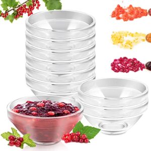 vmiapxo 10 pack 3" clear glass bowls, 2.5oz stackable small prep bowls portion dishes serving bowl for dessert snack spice sauce tasting