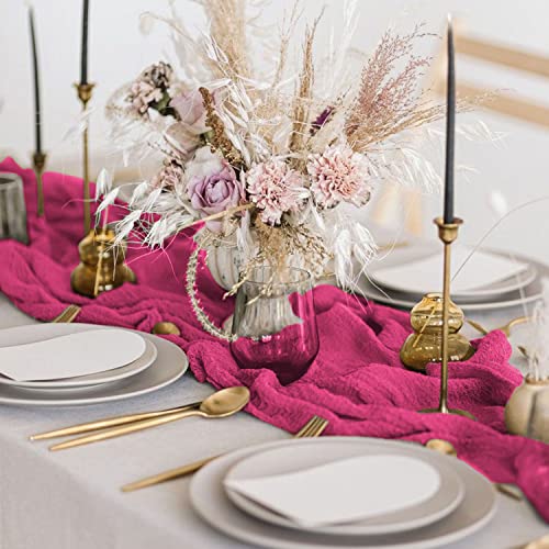 Gauze Table Runner Hot Pink 10Ft Cheesecloth Table Runners Rustic Wedding Decorations for Table Farmhouse Kitchen Table Runner Wide Coffee Table Runner Cheese Clothes Table Runner for Bridal Shower