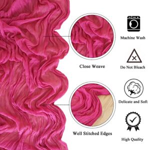 Gauze Table Runner Hot Pink 10Ft Cheesecloth Table Runners Rustic Wedding Decorations for Table Farmhouse Kitchen Table Runner Wide Coffee Table Runner Cheese Clothes Table Runner for Bridal Shower