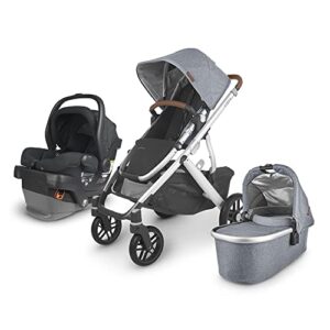 vista v2 stroller - gregory (blue melange/silver/saddle leather)+ mesa v2 infant car seat - jake (charcoal)