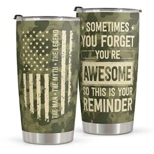 macorner gifts for men - stainless steel tumbler 20oz - fathers day & veteran gift for men dad grandpa - christmas birthday thank you gifts for men husband brother uncle coworkers friends employee