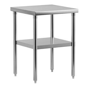 riedhoff stainless steel work table 24" x 24" with undershelf, [nsf certified][heavy duty] commercial kitchen prep table for home, restaurant, hotel