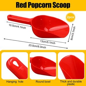 Mimorou 200 Pcs 2 oz 1 Popcorn Bags Disposable Paper Grease Resistant Container Retro Small Sleeves, Plastic Hand Scoop Red for Movie Theater Home Kitchen