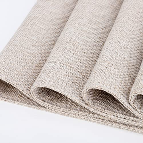 SLKQG Cloth Placemats Set of 6 - Double Thickened Easy to Clean Linen Style Fabric Placemats - Machine Washable Placemats- Heat Resistant Non-Slip Table Mats - 17.7x11.8 Inch(Linen, 6pcs)