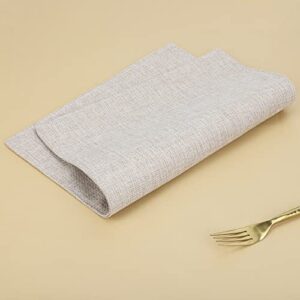 SLKQG Cloth Placemats Set of 6 - Double Thickened Easy to Clean Linen Style Fabric Placemats - Machine Washable Placemats- Heat Resistant Non-Slip Table Mats - 17.7x11.8 Inch(Linen, 6pcs)