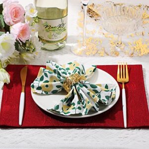 24 Pcs Dinner Napkins Kitchen Cotton Napkins Floral Print Table Napkins Cloth Washable for Family Dining Cocktail Parties Wedding Use Spring Fall Christmas Thanksgiving Party Dish Plates, 15 x 15 Inch