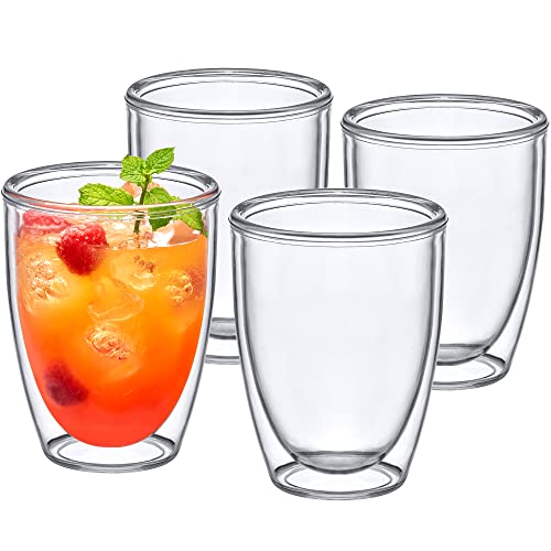 Amazing Abby - Andes - 12-Ounce Insulated Plastic Tumblers (Set of 4), Double-Wall Plastic Drinking Glasses, All-Clear Reusable Plastic Cups, BPA-Free, Shatter-Proof, Dishwasher-Safe