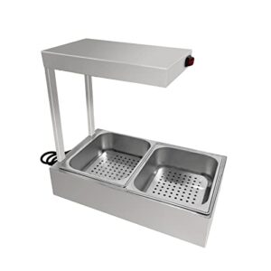 infrared french fry warmer overhead heat lamp fry warming station with (2) food pan (dh-312)