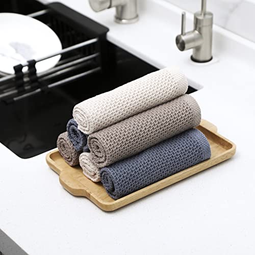 Dish Cloth for Kitchen 6 Packs Cotton Cleaning Rags in Waffle Wave, Ultra Soft Super Absorbent Dishcloth for Washing Dishes, 13” x 13” Quick Drying Reusable Dish Towels for Home Kitchen (Mixed Color)