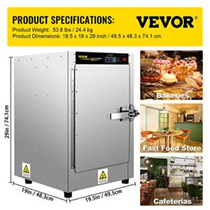 VEVOR Hot Box Food Warmer, 19"x19"x29" Concession Warmer with Water Tray, Five Disposable Catering Pans, Countertop Pizza, Patty, Pastry, Empanada, Concession Hot Food Holding Case, 110V UL Listed