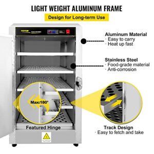 VEVOR Hot Box Food Warmer, 19"x19"x29" Concession Warmer with Water Tray, Five Disposable Catering Pans, Countertop Pizza, Patty, Pastry, Empanada, Concession Hot Food Holding Case, 110V UL Listed