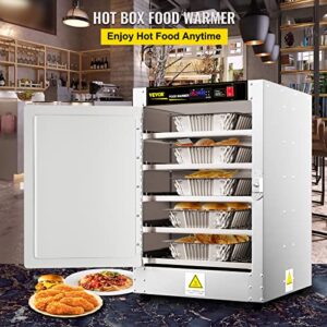 VEVOR Hot Box Food Warmer, 19"x19"x29" Concession Warmer with Water Tray, Five Disposable Catering Pans, Countertop Pizza, Patty, Pastry, Empanada, Concession Hot Food Holding Case, 110V UL Listed