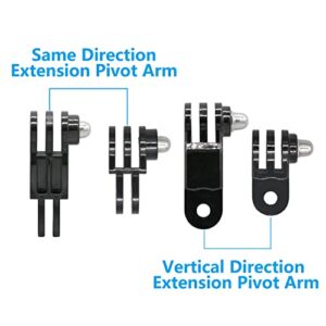 3-Way Adjustable Extension Pivot Arm Straight Joints Adapter Mount Kit for GoPro Hero 11, 10, 9, 8, 7, 6, 5, 4, 3+, 3, Same Direction and Vertical Direction, Long Thumb Screws (8pcs)