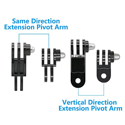 3-Way Adjustable Extension Pivot Arm Straight Joints Adapter Mount Kit for GoPro Hero 11, 10, 9, 8, 7, 6, 5, 4, 3+, 3, Same Direction and Vertical Direction, Long Thumb Screws (8pcs)