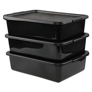 cand 3 packs 13 l restaurant bus tubs with lid, black commercial dish tubs plastic