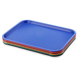 new star foodservice 6-piece fast food tray, 12 by 16-inch, assorted colors