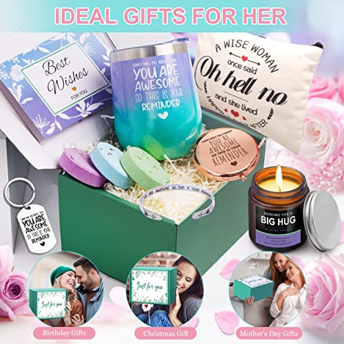 self Care Relaxing Spa Gift Baskets for Women Birthday, Christmas Gifts for Mom, Wife, Sisters, Friends Unique Wine Tumbler Gifts