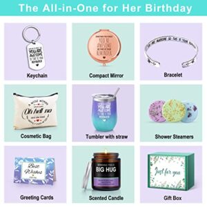 self Care Relaxing Spa Gift Baskets for Women Birthday, Christmas Gifts for Mom, Wife, Sisters, Friends Unique Wine Tumbler Gifts