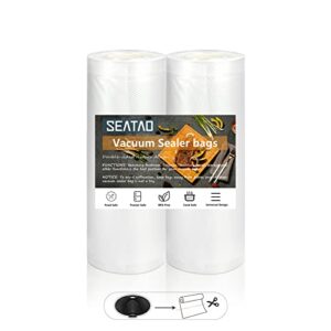 seatao vacuum sealer bags，8“ x 60' rolls 2 pack for food saver, seal a meal, bpa free,commercial grade, great for vac storage, meal prep or sous vide