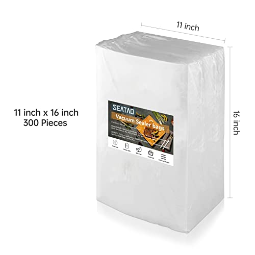 SEATAO Vacuum Sealer Bags 300 Pint 11 x 16 Inch for Food Saver, Seal a Meal, Commercial Grade, BPA Free, Great for vac storage, Meal Prep or sous vide