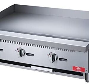 Commercial Griddle,Elite Kitchen Supply Countertop 36" Flat Top Grill Natural Gas (NG) / Propane Countertop Griddle with 3 Burners - 90000 BTU