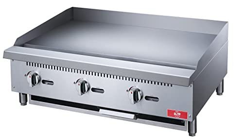 Commercial Griddle,Elite Kitchen Supply Countertop 36" Flat Top Grill Natural Gas (NG) / Propane Countertop Griddle with 3 Burners - 90000 BTU