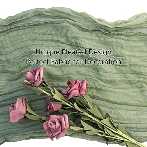 4 Pcs 10Ft Cheesecloth Table Runner 35x120 Inch Gauze Table Runner Boho Wedding Table Runner Tablecloth Romantic Rustic Table Runner for Wedding Bridal Shower Birthday Party Table Decor(Sage Green)