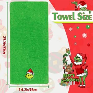 Christmas Kitchen Towels and Dishcloths Set - 30 X 14 Inch Green Xmas Absorbent Reusable Fingertip Tea Dish Hand Towels for Drying, Cleaning, Cooking and Baking, 2 Pack