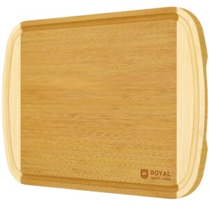 bamboo cutting boards for kitchen, wood chopping boards with juice groove, wooden cutting board for vegetables, fruit and cheese | charcuterie serving tray xl, 18” x 12”