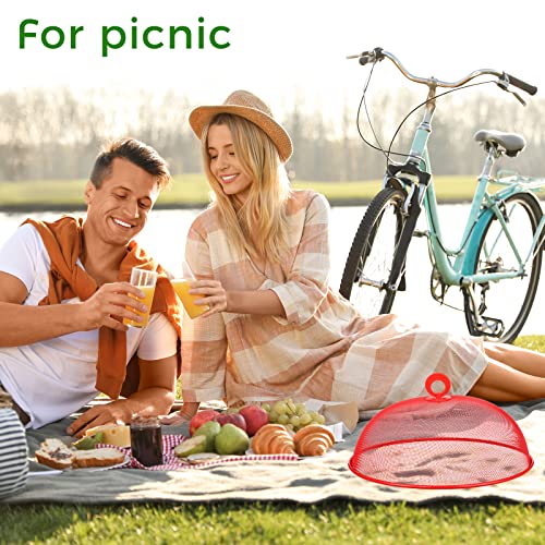 Metal Food Tent Mesh Food Covers Outdoor Food Covers Round Food Nets for Outdoors Reusable Fruit Cover Against Fruit Flies for Table Picnic Camping (8 Pcs)