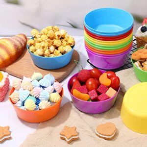 24 Pcs Kids Plastic Bowls Plastic 10 oz Cereal Bowls Snack Bowls Kids Bowls Microwave Dishwasher Safe Toddler Bowls Colorful Snack Bowls Small Children Bowl Salad Dessert Soup Bowls, 6 Colors