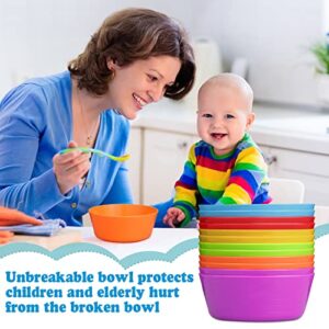 24 Pcs Kids Plastic Bowls Plastic 10 oz Cereal Bowls Snack Bowls Kids Bowls Microwave Dishwasher Safe Toddler Bowls Colorful Snack Bowls Small Children Bowl Salad Dessert Soup Bowls, 6 Colors