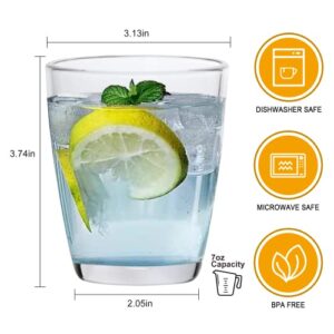 QAPPDA 7 Ounce Juice Glasses,Stackable Drinking Glass Set of 12,Clear Water Glasses Durable Homemade Beverage Tumbler for Soda,Mixed Drinks,Milk,Daily Use