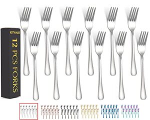 silver salad forks set of 12 pieces，stainless steel flatware forks 6.8 inch，mirror polish small utensils, new kitchen essentials cutlery set dishwasher safe