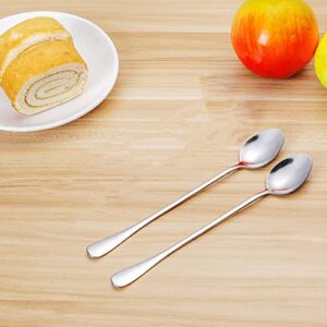 Long Handle Spoons,7.6-inch Ice Tea Spoon, Coffee Stirrers,Ice Cream Spoon, AXIAOLU Premium Stainless Steel Coffee Spoons, Cocktail Stirring Spoons, Set of 4（Silver）