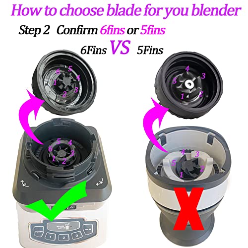 [UPGRADE] 6-Fin Male Blender Blade Replacement Parts for Nutri Ninja Blender BL660 BL770 BL780 BL740 etc.(Small 3.35inch blade)