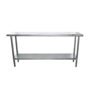 express kitchquip nsf certified heavy duty stainless steel prep table for home & commercial use with galvanized shelf, legs, & optional wheels