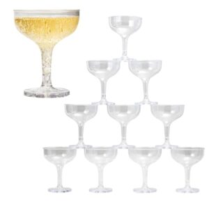 upper midland products acrylic champagne coupe 5 oz stem glasses with interlocking groove feature to build sturdy tower, weddings, party, bar, martini, margarita, cocktail, dessert cups… (35 count)