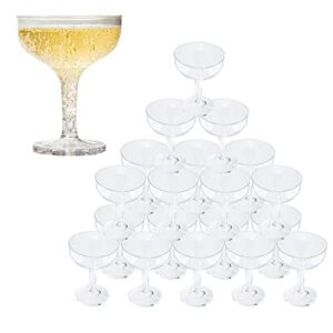 Upper Midland Products Acrylic Champagne Coupe 5 Oz Stem Glasses With Interlocking Groove Feature To Build Sturdy Tower, Weddings, Party, Bar, Martini, Margarita, Cocktail, Dessert Cups… (35 Count)