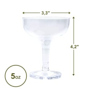 Upper Midland Products Acrylic Champagne Coupe 5 Oz Stem Glasses With Interlocking Groove Feature To Build Sturdy Tower, Weddings, Party, Bar, Martini, Margarita, Cocktail, Dessert Cups… (35 Count)