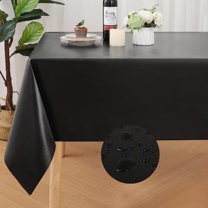 homing rectangle vinyl tablecloth, 100% waterproof spillproof plastic table cloth, wipe clean table cover for dining table, buffet parties and camping (black, 60" x 84")