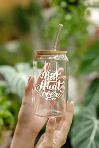 NewEleven Aunt Gifts - Gifts For Aunt From Niece, Nephew - Birthday Gifts For Aunt, New Aunt, Auntie - Best Gifts For Aunt, Auntie, Aunt Announcement, Promoted To Aunt - 16 Oz Coffee Glass