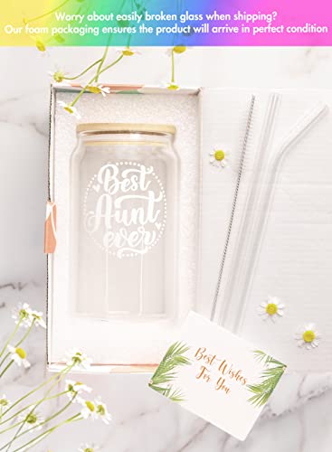 NewEleven Aunt Gifts - Gifts For Aunt From Niece, Nephew - Birthday Gifts For Aunt, New Aunt, Auntie - Best Gifts For Aunt, Auntie, Aunt Announcement, Promoted To Aunt - 16 Oz Coffee Glass