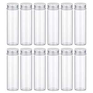 tobwolf 12pcs 50ml / 1.7oz glass spice jars, transparent spice containers with aluminum lids, seasoning storage bottle spice bottles, glass seasoning jars for home kitchen, outdoor camping, gardening