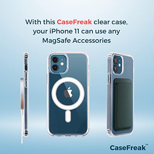 CASEFREAK Clear Case for iPhone 11 with Magnetic Ring, Transparent Silicone case, Compatible with Mag-Safe Accessories, Slim Fit Anti-Yellowing Protective Case for iPhone 11 (6.1" Screen)